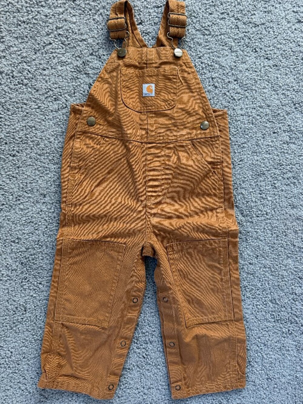 Carhartt Baby Overalls 24M Brown Canvas Double Knee Snaps - Excellent Condition!
